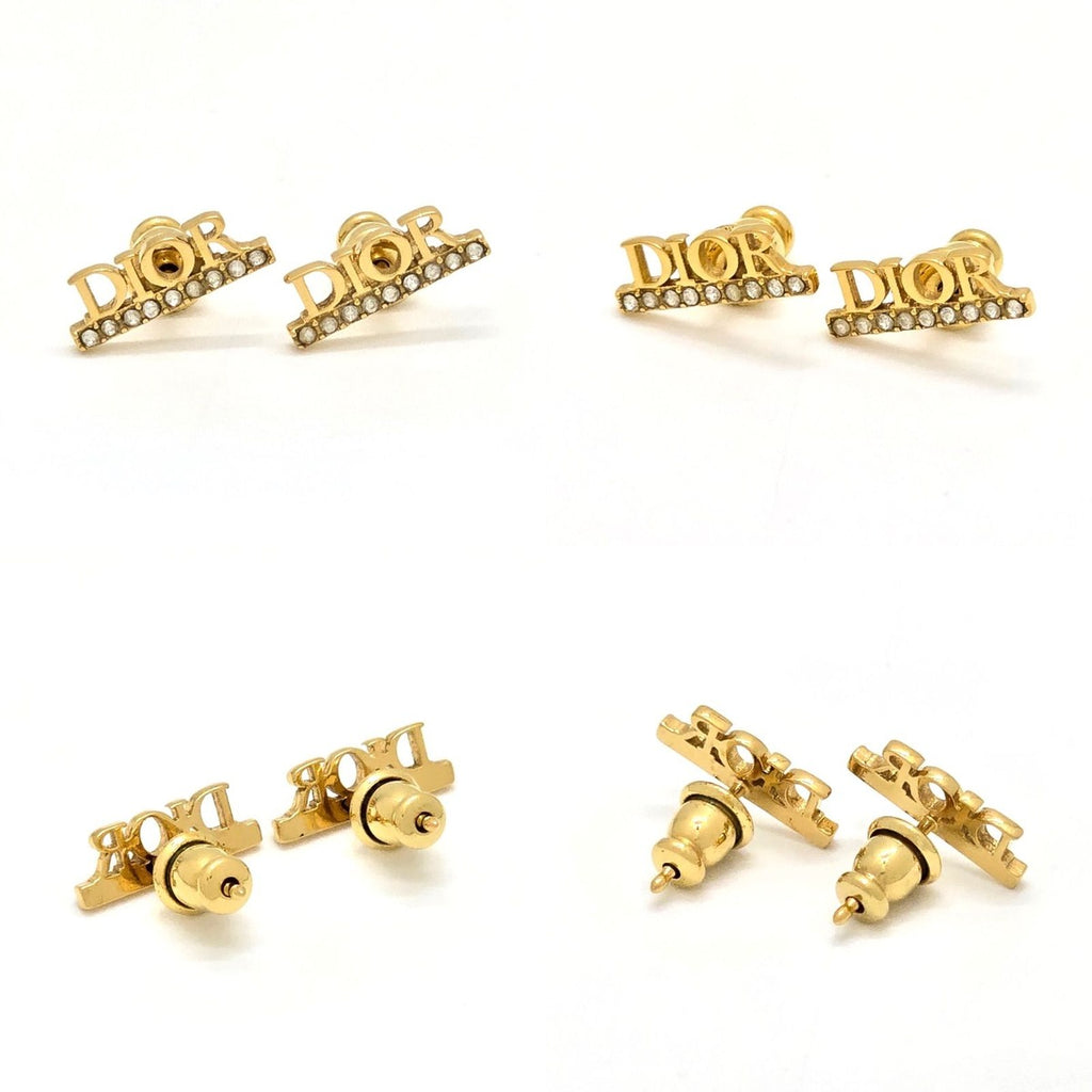Dior Dioevolution Earrings Logo Signature Crystal Gold Tone — view 2
