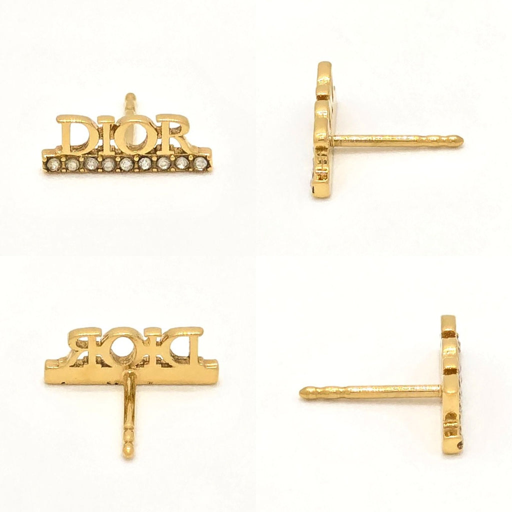 Dior Dioevolution Earrings Logo Signature Crystal Gold Tone — view 4