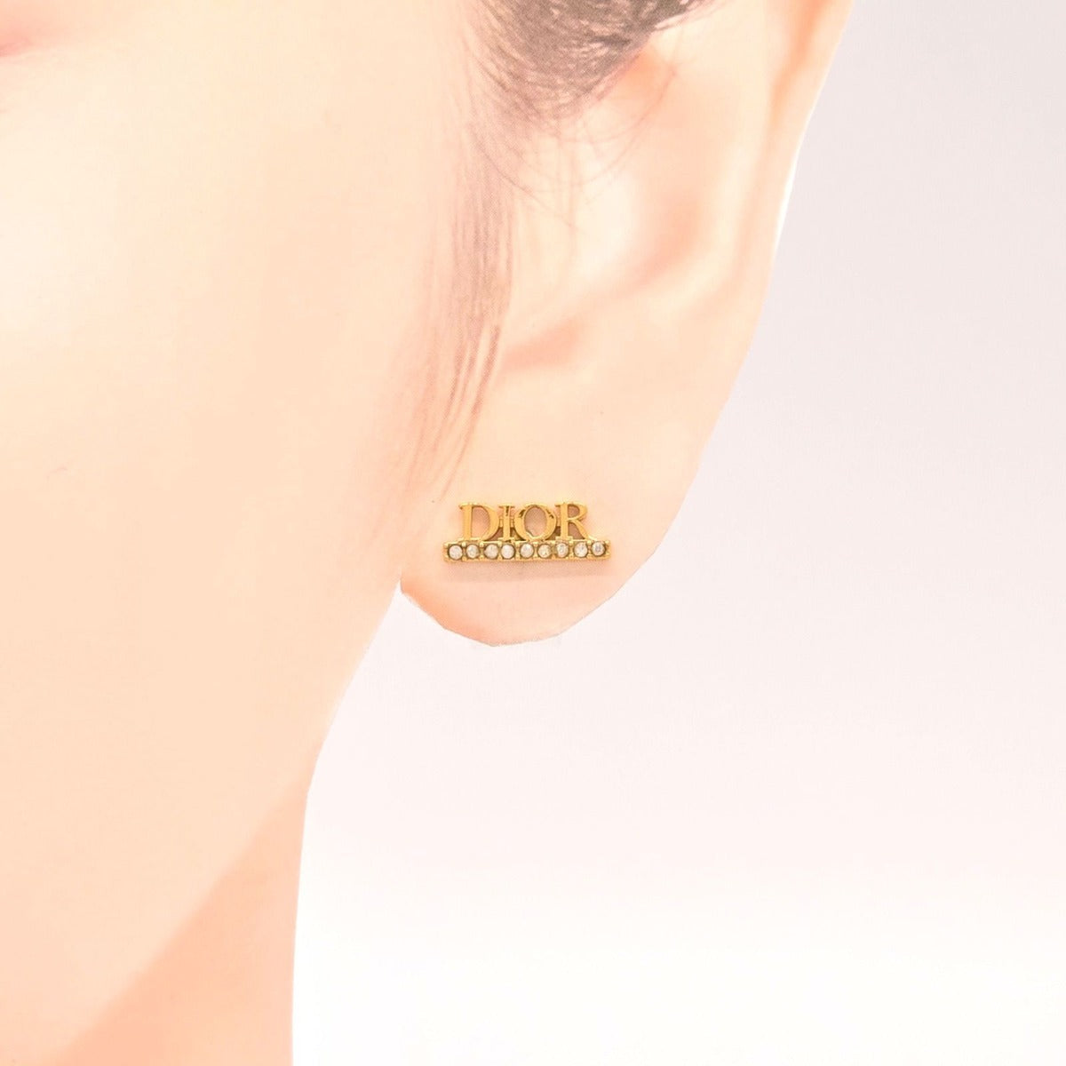 Dior Dioevolution Earrings Logo Signature Crystal Gold Tone