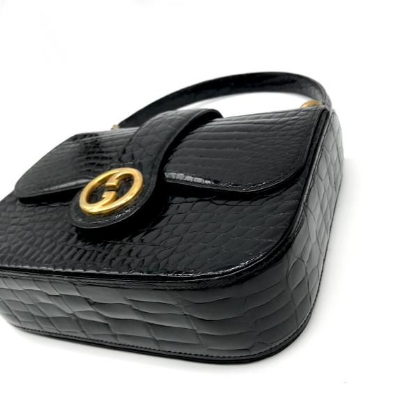Gucci Croco Logo Push Lock Hand Bag — view 8