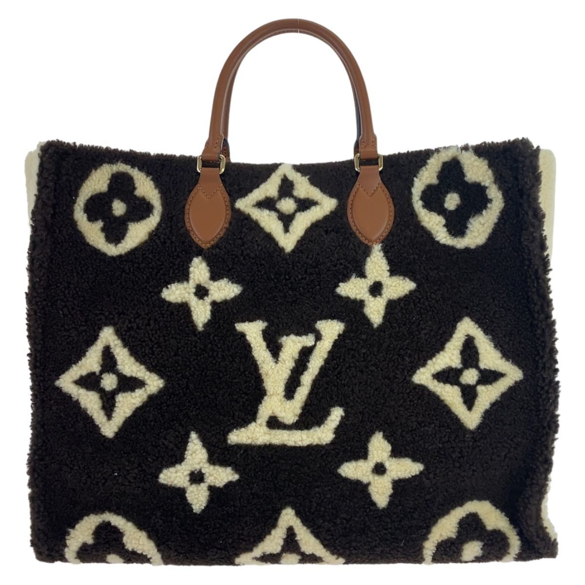 Louis Vuitton Monogram Teddy On The Go GM Black White Shoulder Bag Tote 2-Way