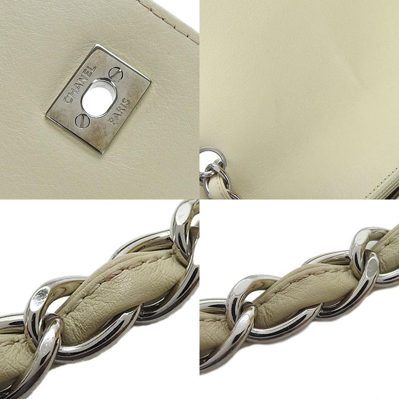 Chanel Shoulder Bag Quilted Large Calf Beige Ivory Silver Hardware Chain 15 th — view 7