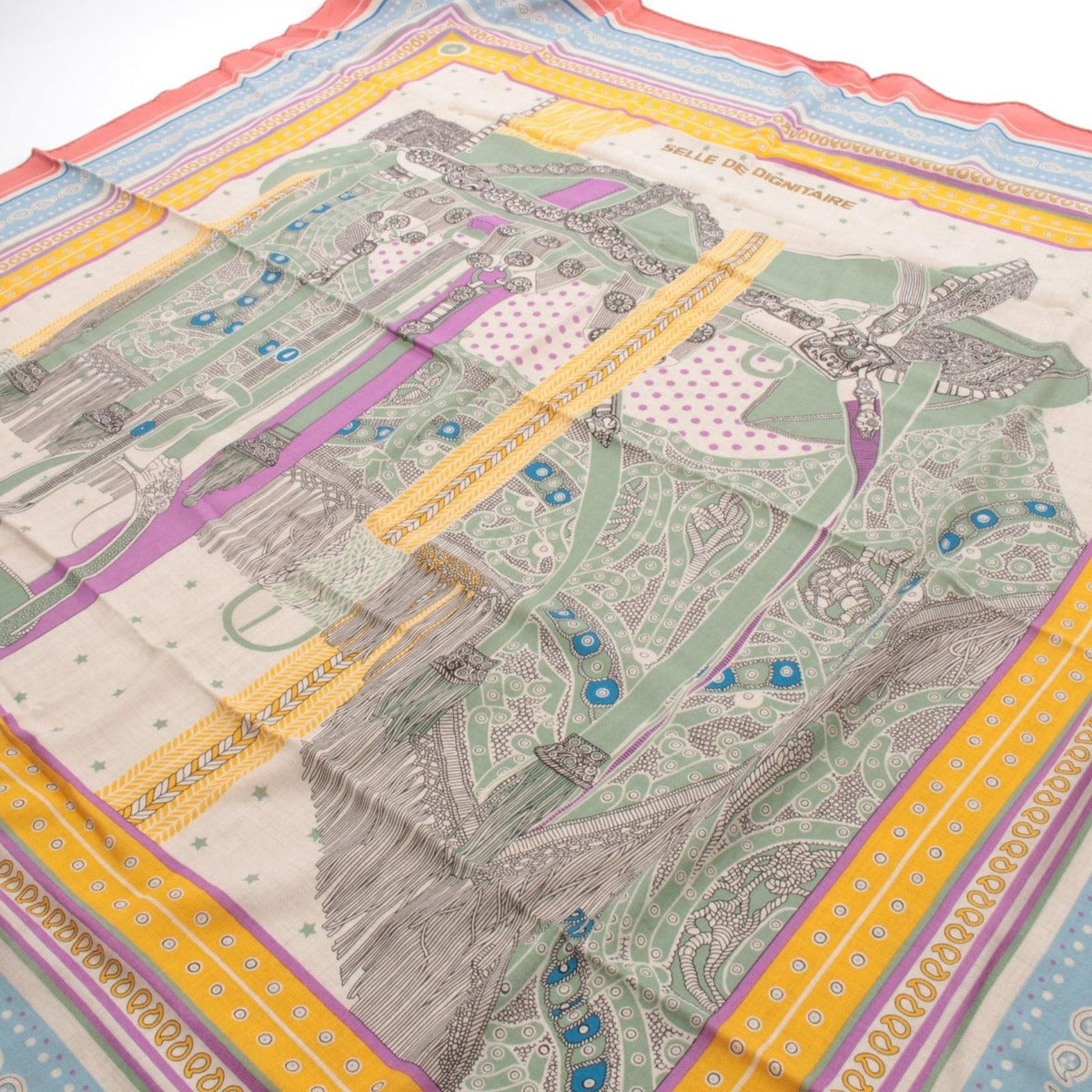 Hermes Scarf Carre Geant 140 Selle de Dignitaire Silk Juan Pink Multicolor — view 2