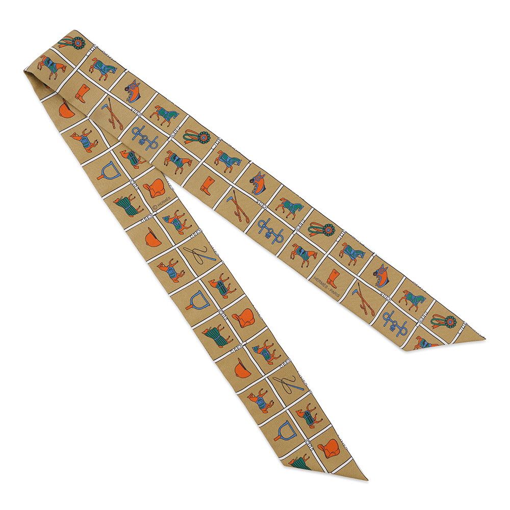 Hermes Scarf Twill Horsewear Couvertures Et Tenues de Jour Silk Mordre Blanc Blue — view 3