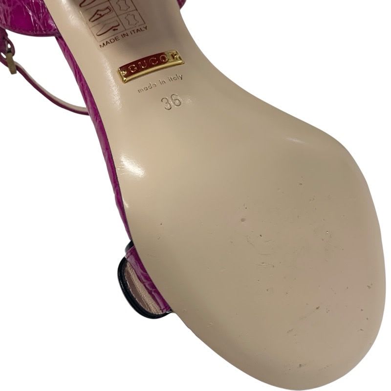 Gucci Double G Sandals Shoes Leather Purple Gold GG Marmont Strap — view 8