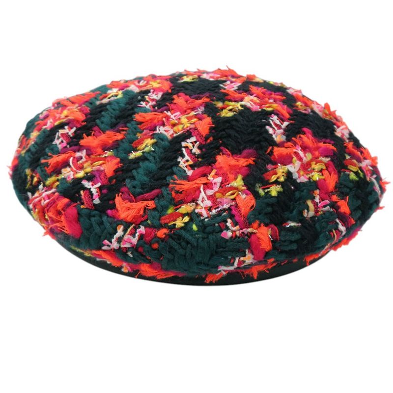 Gucci Tweed Check Beret With Ribbon GG Logo Wool Nylon Multicolor 1645 — view 5