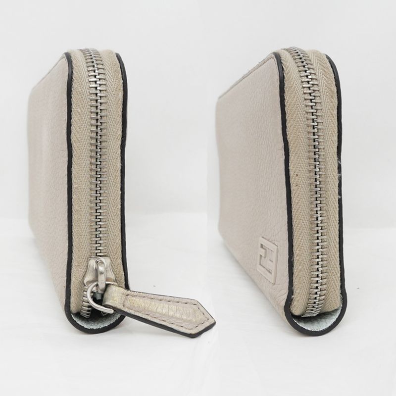 Fendi Round Zip Zipper Long Wallet Light Gray Blue 7 M0210 — view 3