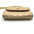 Chanel CC Logo Mini Quilted Push Lock Chain Shoulder Bag Beige — view 6