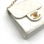Chanel Mini Quilted Leather Chain Pearl Shoulder Bag White — view 4