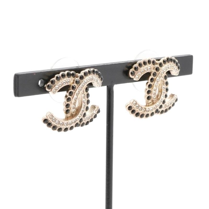 Chanel Earrings Gold Coco Mark Rhinestone — view 8