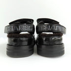 Chanel Sandals 23 K boa Rhinestone Coco Mark 38 Black Leather — view 4