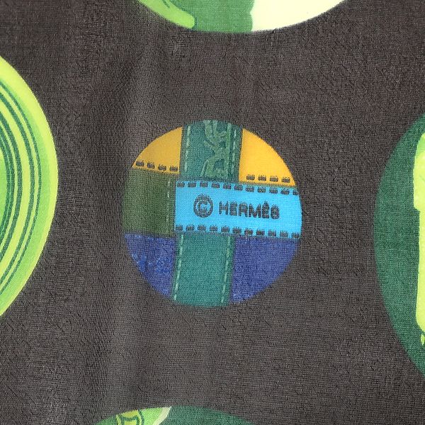 Hermes Shawl Rectangle Silk Brown and Green — view 7