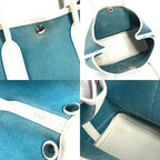 Hermes Tote Garden Party TPM Toile Officier Leather Blue — view 8