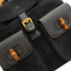 Gucci Bamboo Backpack Daypack Suede Black 0182 Vintage — view 5