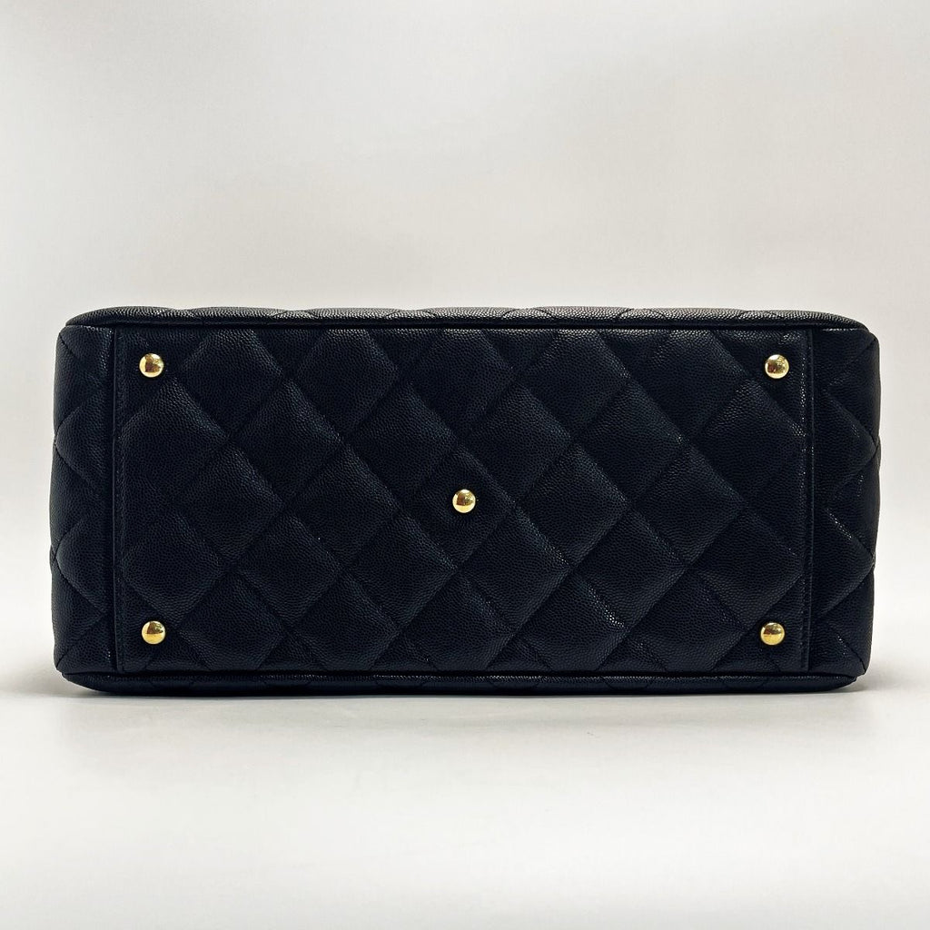 Chanel Quilted As3634 Black Chain Tote Bag Caviar Leather Gold Hardware — view 2