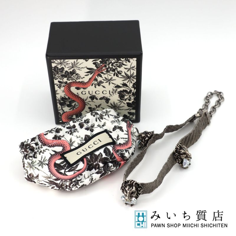 Gucci Lion Head Choker Silver Color Bijoux Necklace Accessories H7055 — view 7