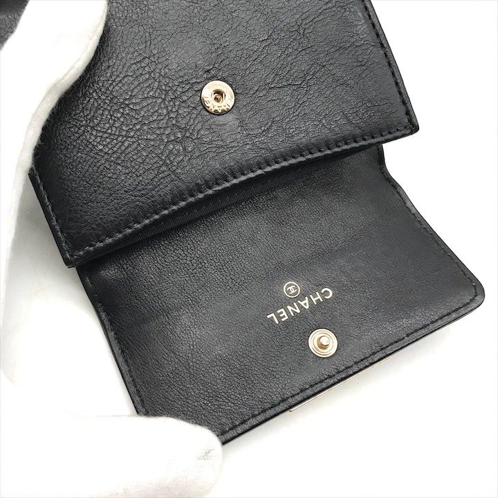 Chanel Logo Quilted Wallet Coin Case Black — view 5
