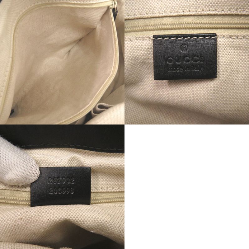 Gucci GG Canvas Leather Beige Black 2-Way Handbag 1465 — view 8