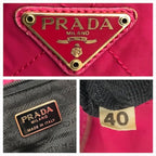 Prada Triangle Logo Tessuto Nylon Quilted Chain Tote Pink — view 9