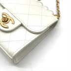 Chanel Mini Quilted Leather Chain Pearl Shoulder Bag White — view 5