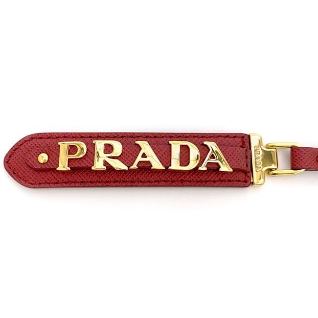 Prada Logo Key Ring Red Saffiano 1 Pp067 Leather — view 4