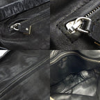 Celine Shoulder Bag Leather Halaco Suede Black Silver Hardware — view 7