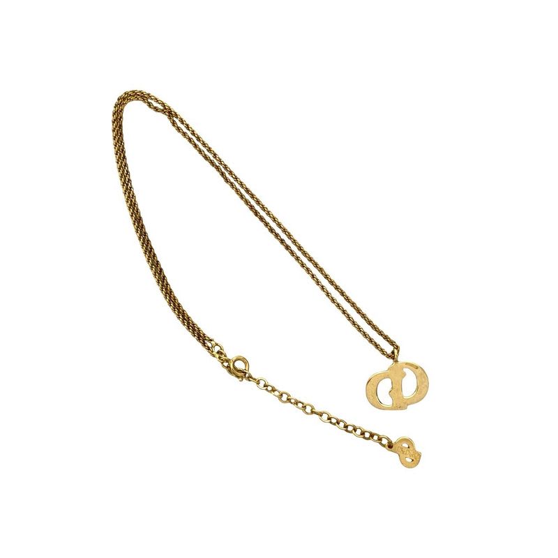 Christian Dior Vintage CD Logo Necklace Pendant Choker Accessory Gold 652-3 — view 6