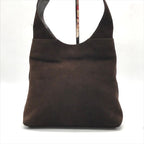 Gucci Suede Triple Zipper Vintage Shoulder Bag Brown — view 3