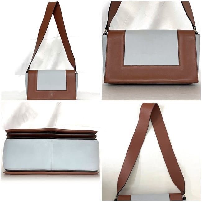 Celine Frame Shoulder Bag Brown Light Blue Leather — view 3