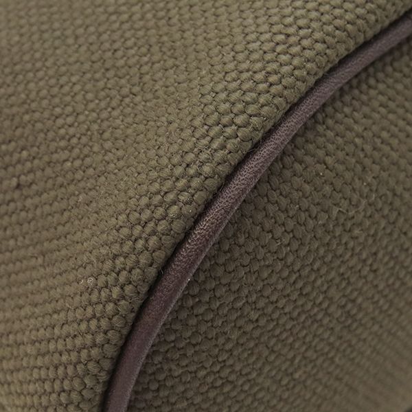 Hermes Pouch Dog Treat Cotton Canvas Leather Khaki and Foo Silver — view 4
