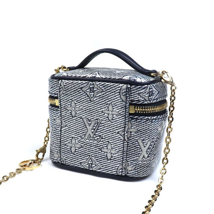 Louis Vuitton Monogram Laminated Jacquard Micro Vanity Shoulder Bag Navy — view 2