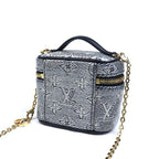Louis Vuitton Monogram Laminated Jacquard Micro Vanity Shoulder Bag Navy — view 2