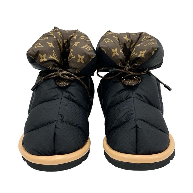 Louis Vuitton Pillow Line Monogram Boots Short Shoes Nylon Black Brown — view 2