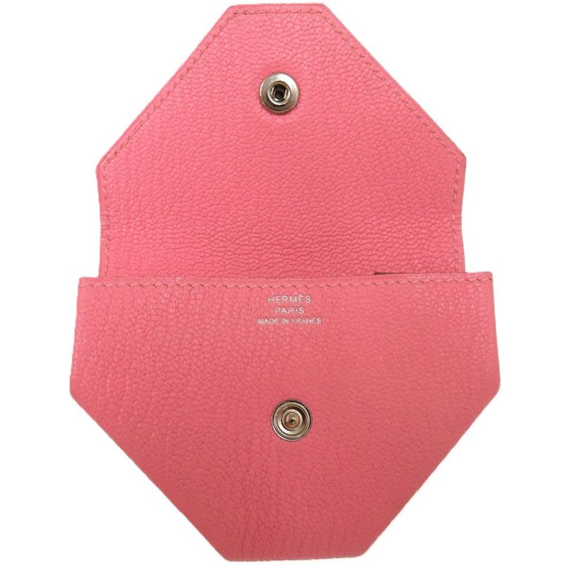 Hermes le Van Cattle Chevre Pink Engraved 0449 Coin Case — view 5