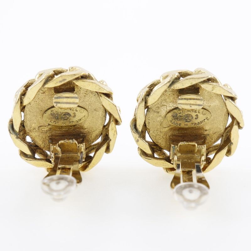 Chanel Coco Mark Earrings Chain Vintage Gold Plated and Rhinestone 23 27.7 — view 5