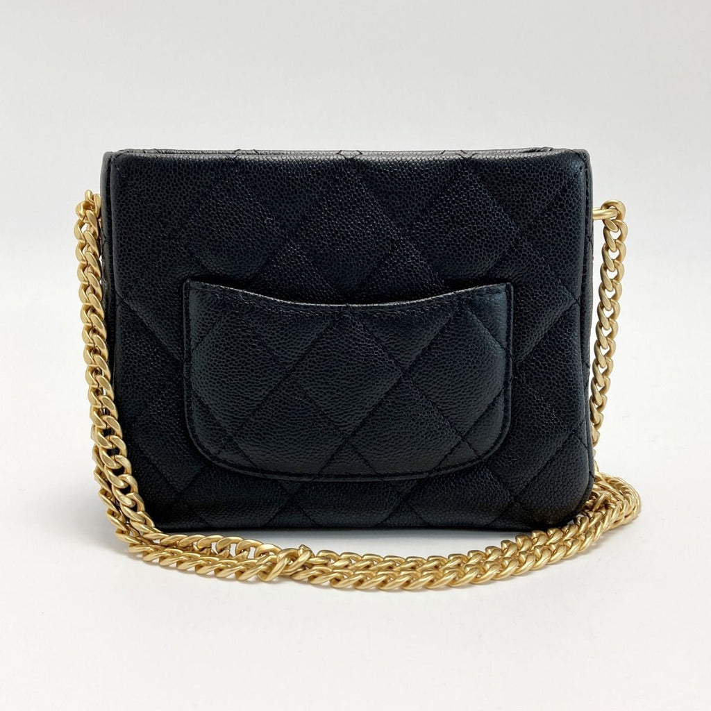Chanel Coco Mark Quilted Chain Shoulder Bag As3830 Black Caviar Leather Heart — view 2