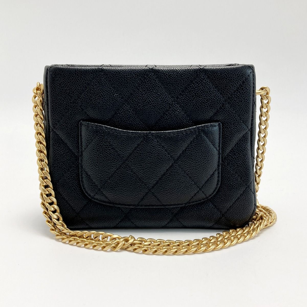 Chanel Coco Mark Quilted Chain Shoulder Bag As3830 Black Caviar Leather Heart — view 2