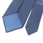 Hermes 7695 OA 100% Silk Geometric Pattern Wide Tie Blue — view 5