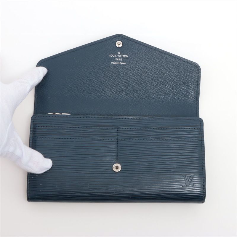 Louis Vuitton Epi Portefeuille Sarah Long Wallet Andigo Blue — view 5