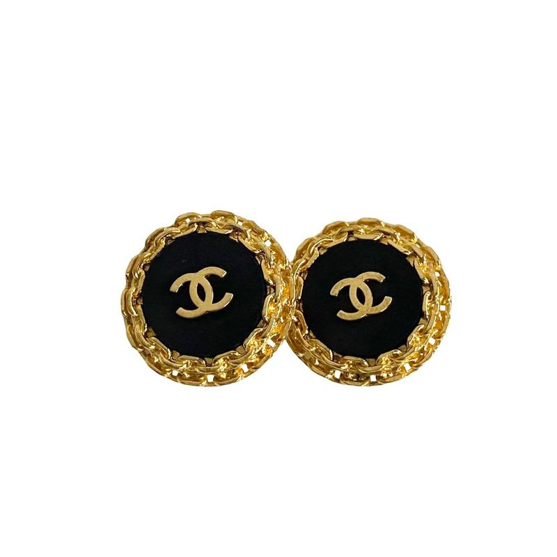Chanel Vintage Coco Mark Chain Motif Earrings Accessory — view 3