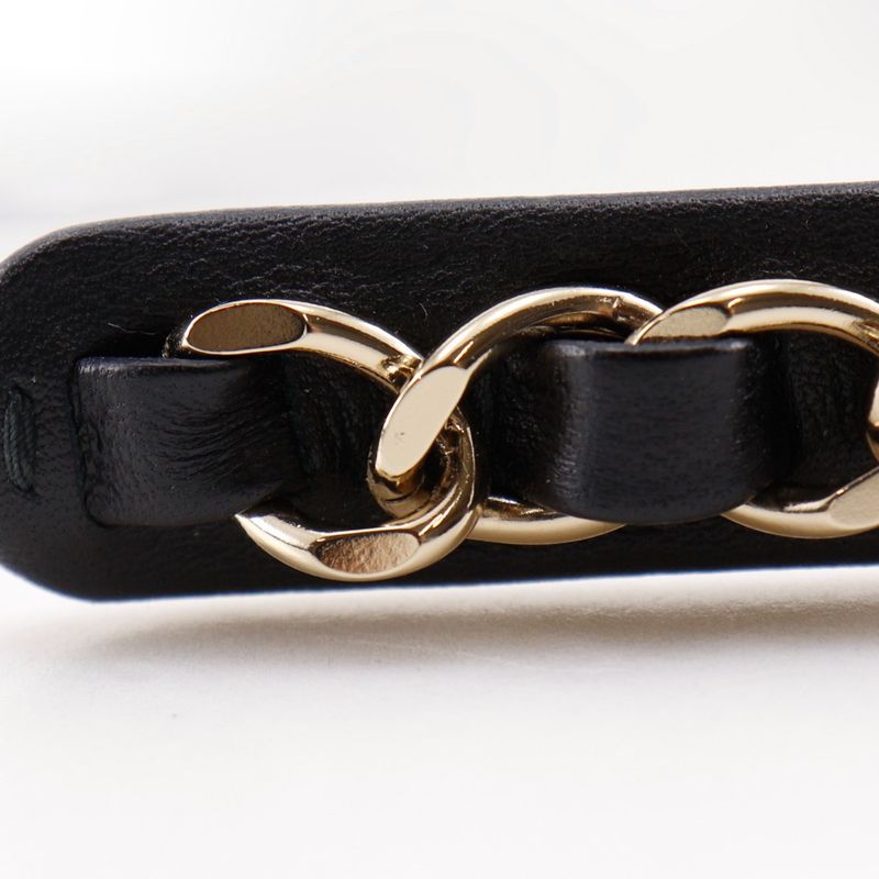 Chanel Headband Coco Mark Chain Lambskin Black Silver — view 6