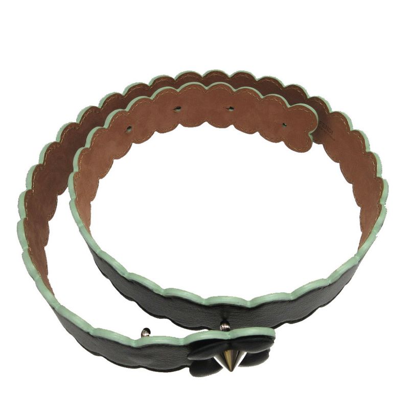 Fendi Flower Motif Leather Black 75 Belt 0753 — view 3