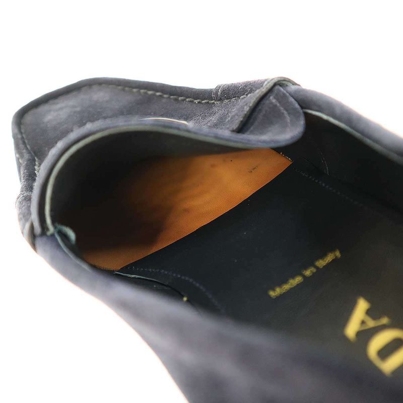 Prada Logo Plate Suede Leather Square Toe Loafer Shoes 2 Dc226 Navy 10 — view 8