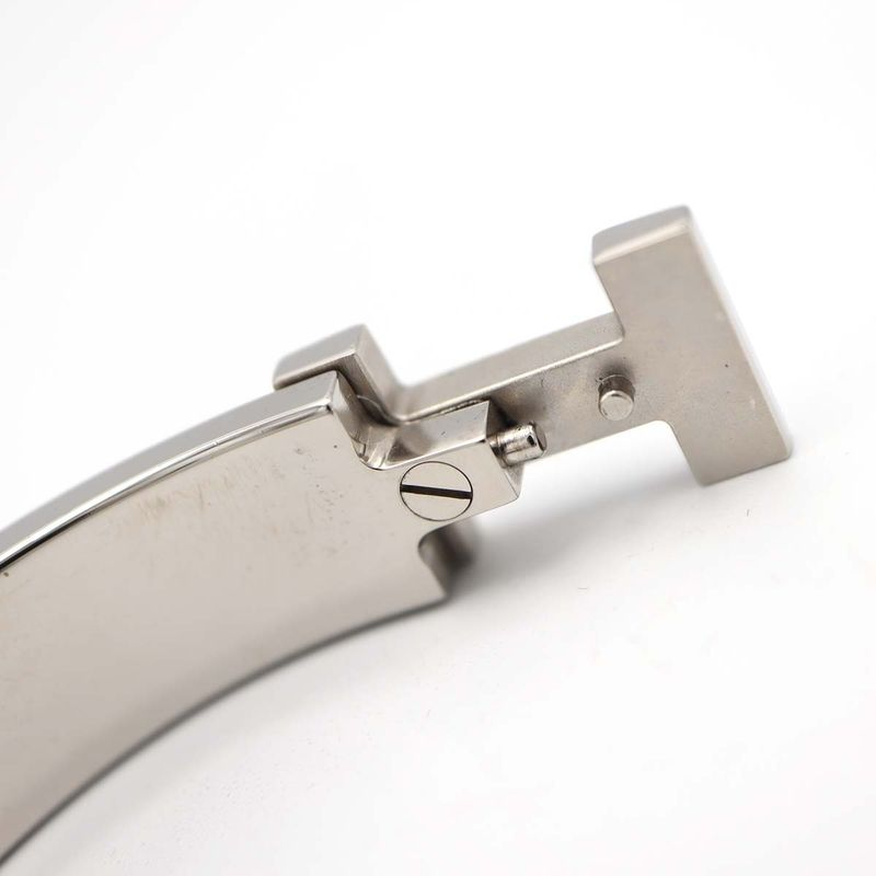 Hermes Click H GM Logo Bangle Bracelet Silver Color And Black Accessories — view 9