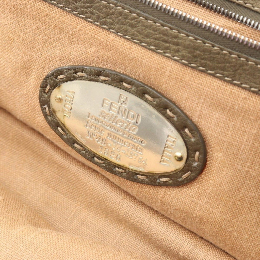Fendi Handbageria Doctor's Bag Metallic Khaki Leather Handbag — view 4