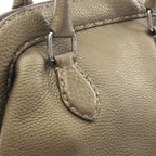 Fendi Handbageria Doctor's Bag Metallic Khaki Leather Handbag — view 8