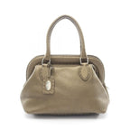 Fendi Handbageria Doctor's Bag Metallic Khaki Leather Handbag