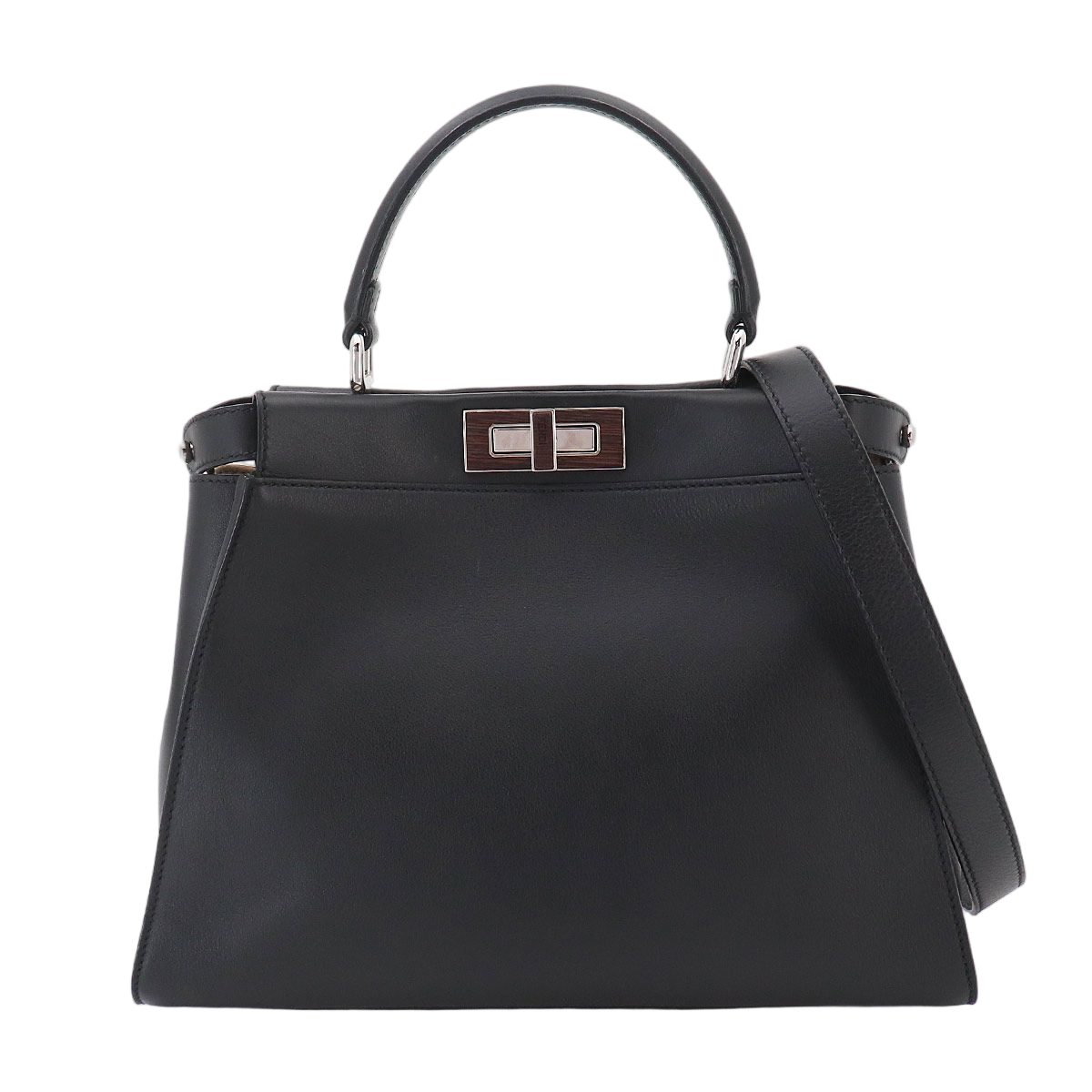 Fendi Peekaboo Shoulder Bag Leather Black Selleria