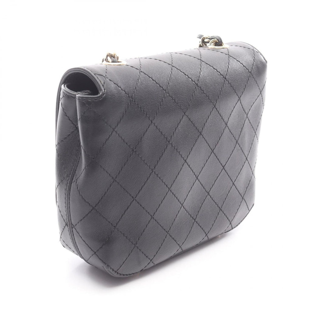 Chanel Shoulder Bag Mini Quilted Black Leather Small Flap — view 2