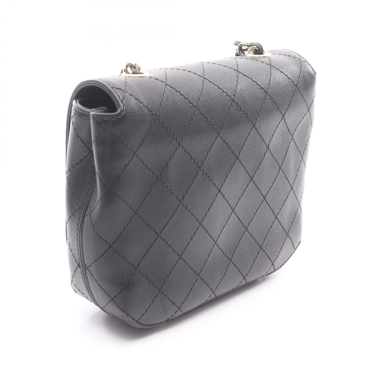 Chanel Shoulder Bag Mini Quilted Black Leather Small Flap — view 2